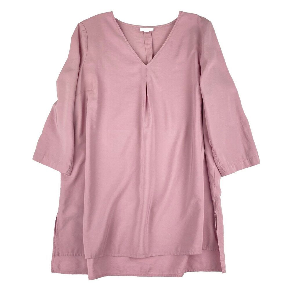 J Jill Top Women's Pink V-Neck Long Sleeve Flowy Lagenook Blouse Size L